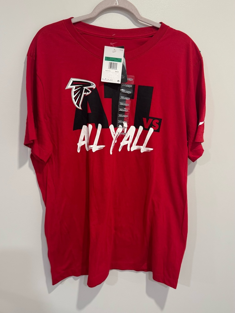 Nike Red Falcons 'All Y'All' Graphic Short Sleeve Tee NEW Size XL